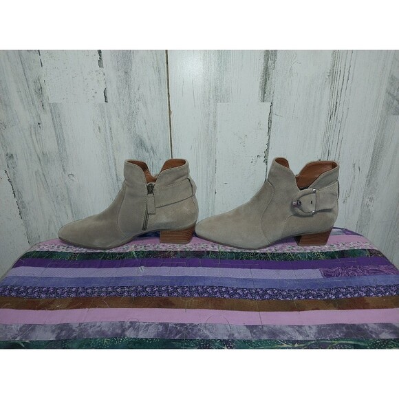 Aquatalia Fiamma Leather Suede Water Resistant Taupe Sz 9 Ankle Boots - Picture 6 of 12